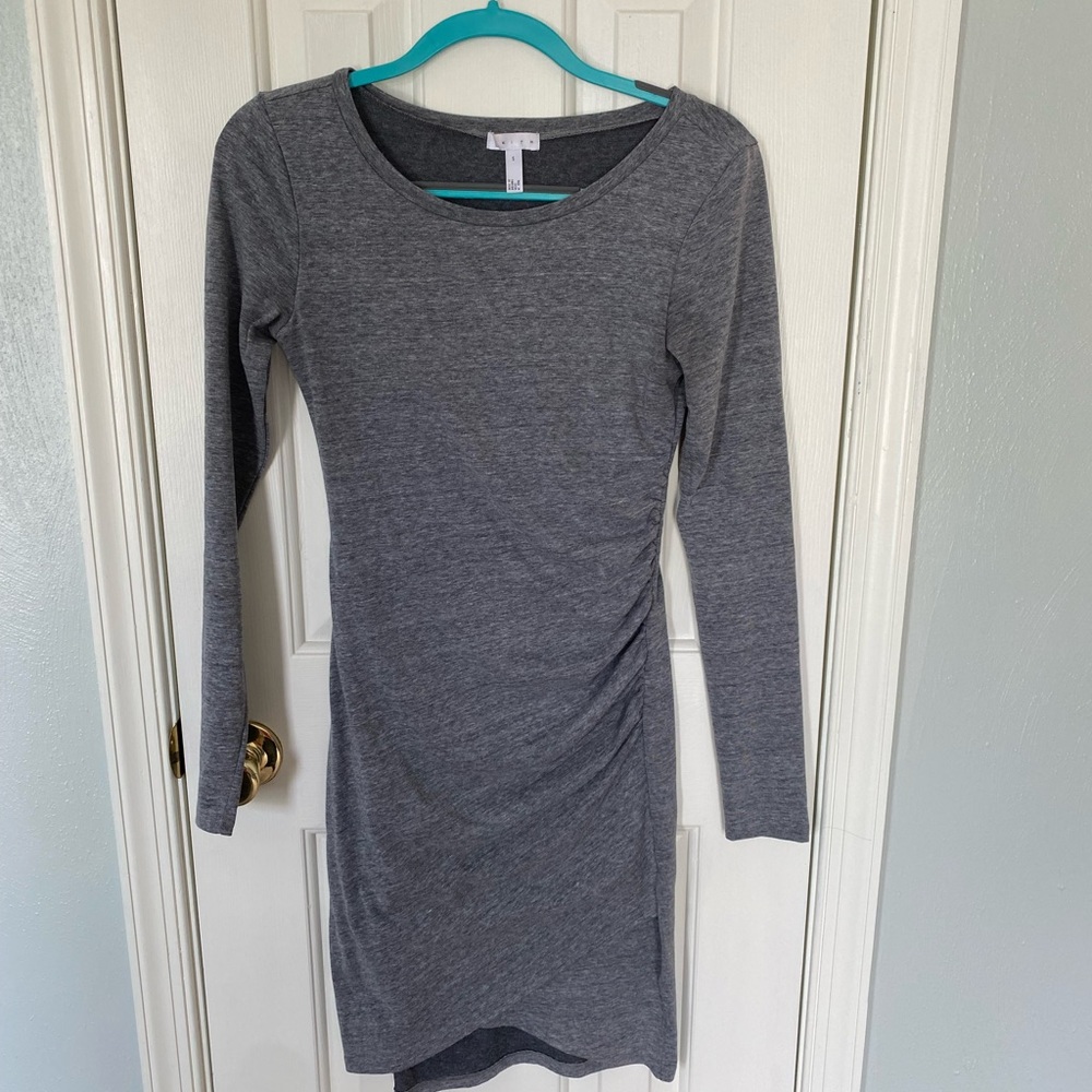 EUC Leith Ruched Long Sleeve Gray Dress